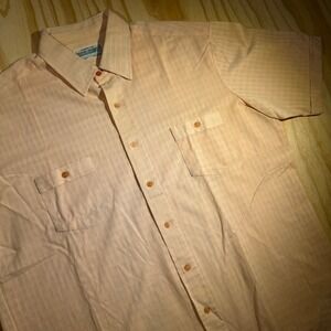 Montgomery Ward Men's Vintage 70s Kol Knit‎ Dagger Collar Dress Shirt Peach XL